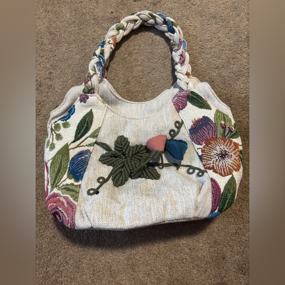 Boho crochet pattern floral handbag purse